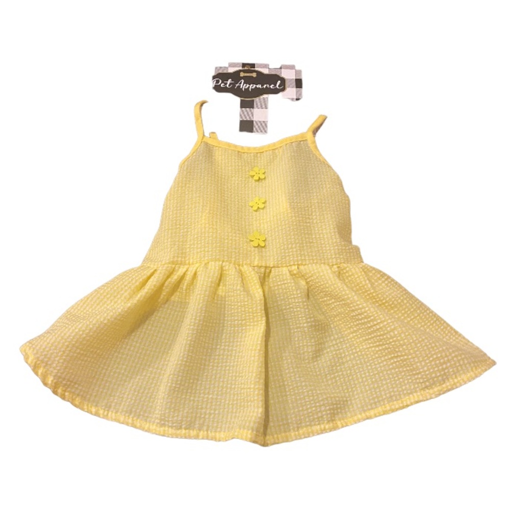 Yellow Gingham Dog Dress